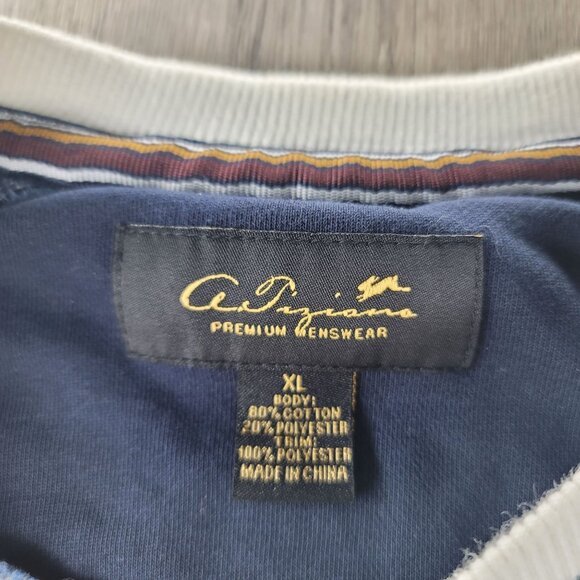 A. Tiziano Men's XL Colorblock Crewneck quilted Sweater Blue White & Navy - Picture 5 of 8